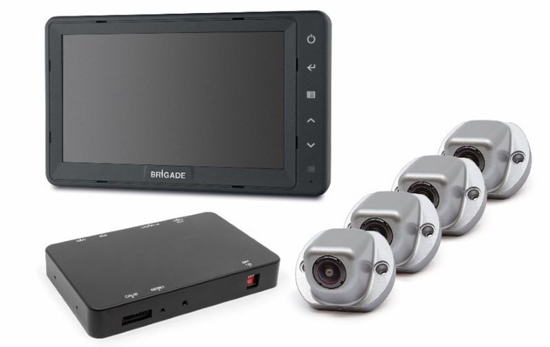 Das Kamera-Monitor-System besteht aus vier Ultraweitwinkelkameras, einem Monitor für das Fahrerhaus und dem mobilen Digitalrekorder (Bild: Brigade). 